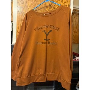 Yellowstone Dutton Ranch Sweatshirt Rust Brown Graphic Pullover XL Mens Womens